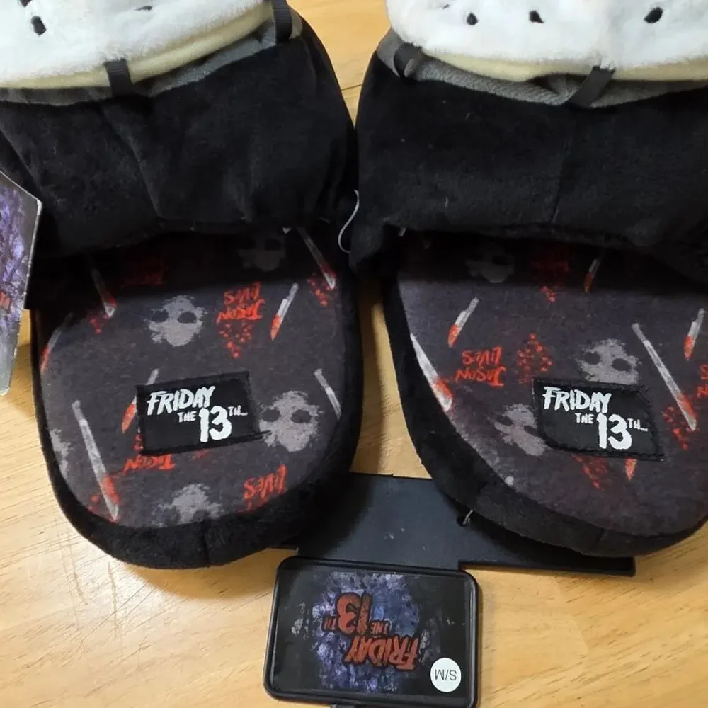 Friday the 13th Jason Voorhees Plush Slippers S M NWT Horror Movie Bioworld